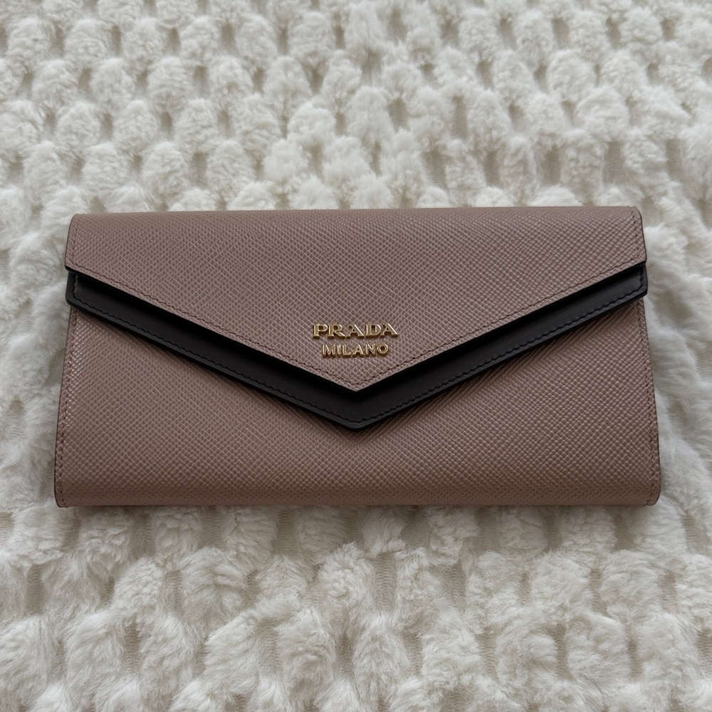 Prada Saffiano Leather Wallet-1MH030-Authentic-EUC